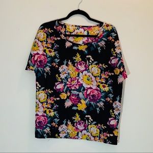 Silky Floral Print Boxy Top